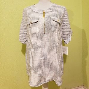 NWT Ellen Tracy roll up linen shirt